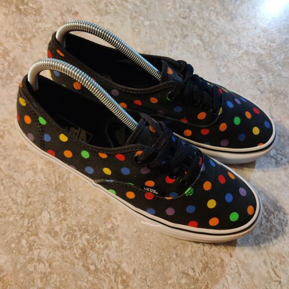 Vans Shoes Mens 8 / Womens 9.5 Slip On Canvas Sneaker Rainbow Polka Dot Colorful - Picture 1 of 9